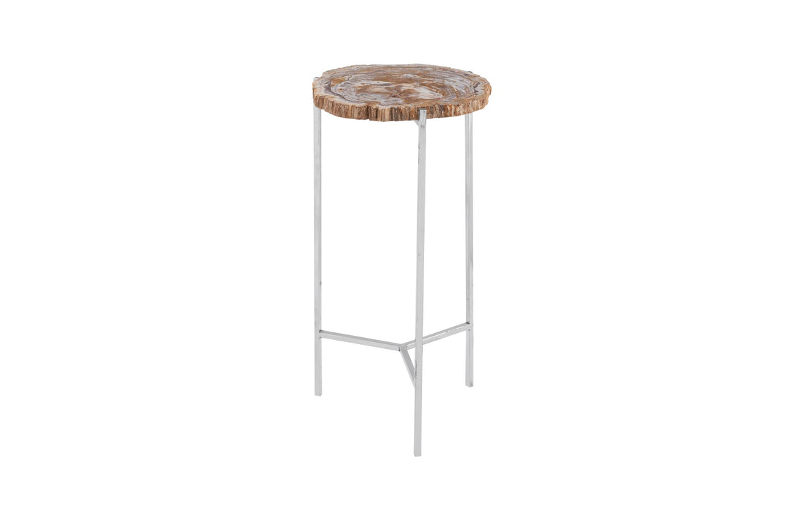 Petrified Wood Beverage Table, Off White, SM