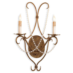Lighting - Crystal-Draped Wall Sconce — Gold
