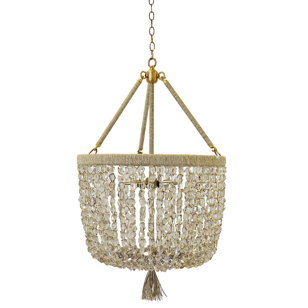 18" Malibu Beaded Chandelier with Arms – Silver Mirrored Crystal Nugget Beads