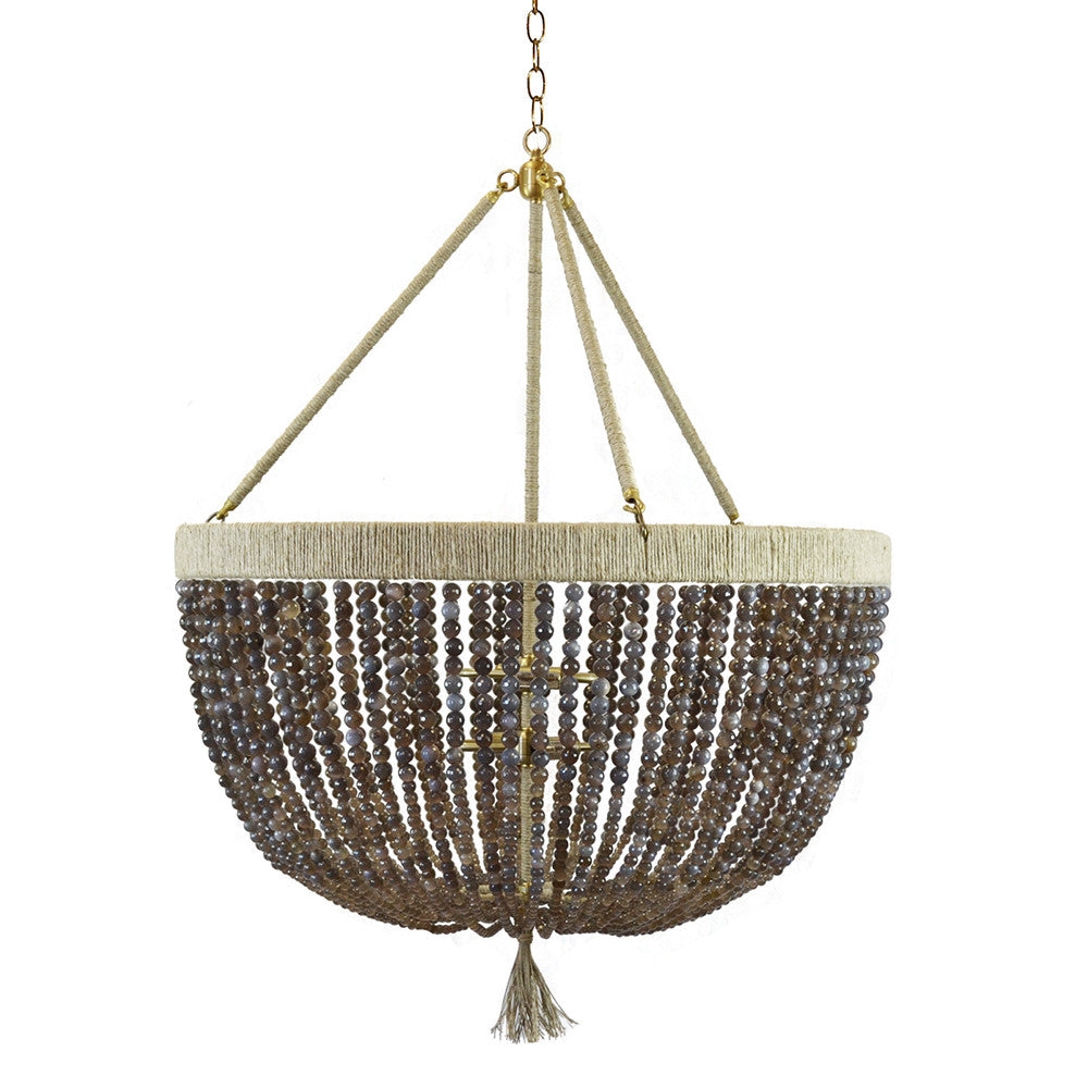 30" Malibu Beaded Chandelier with Arms – Grey Agate Beads