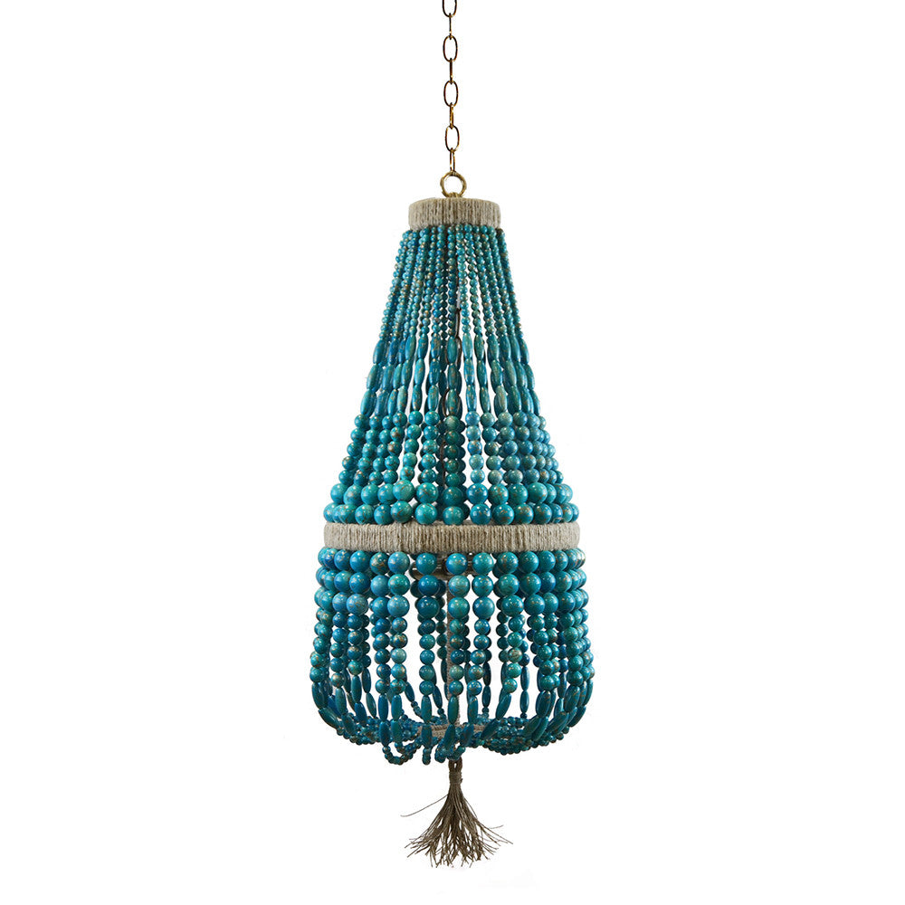12" Malibu Up Beaded Chandelier – Turquoise Swirl Beads