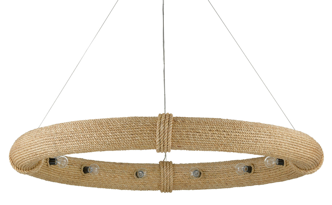 Portmeirion Large Chandelier - Satin Black/Abaca Rope