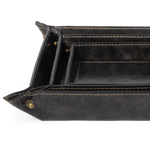 Derby Leather Tray Set (Black)