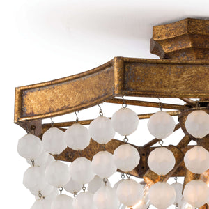 Frosted Crystal Bead Semi Flush Mount