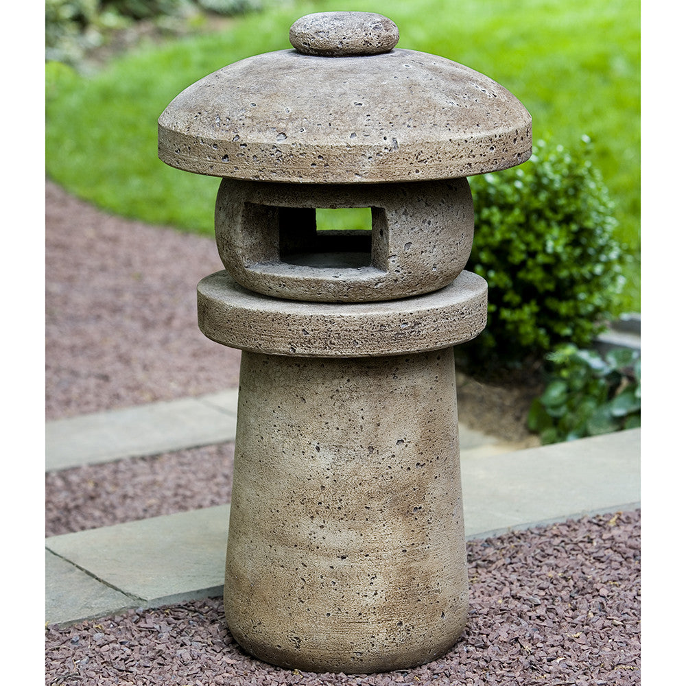 Japanese Lantern Sculpture - Brown Stone Patina
