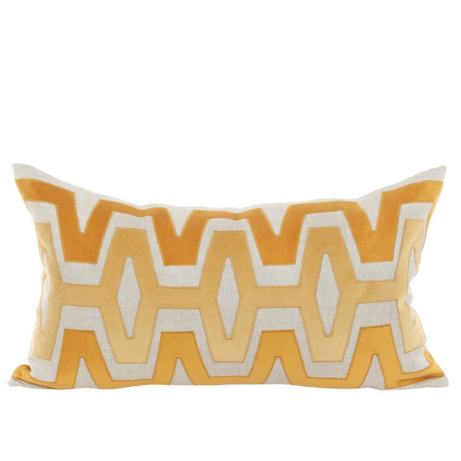 Pillows - Maya Bold Geo Bolster Pillow - Yellow & Natural