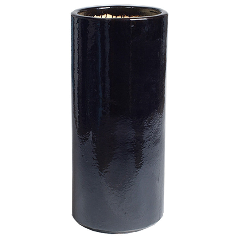 Planters & Fountains - Tall Round Ceramic Planter - Black