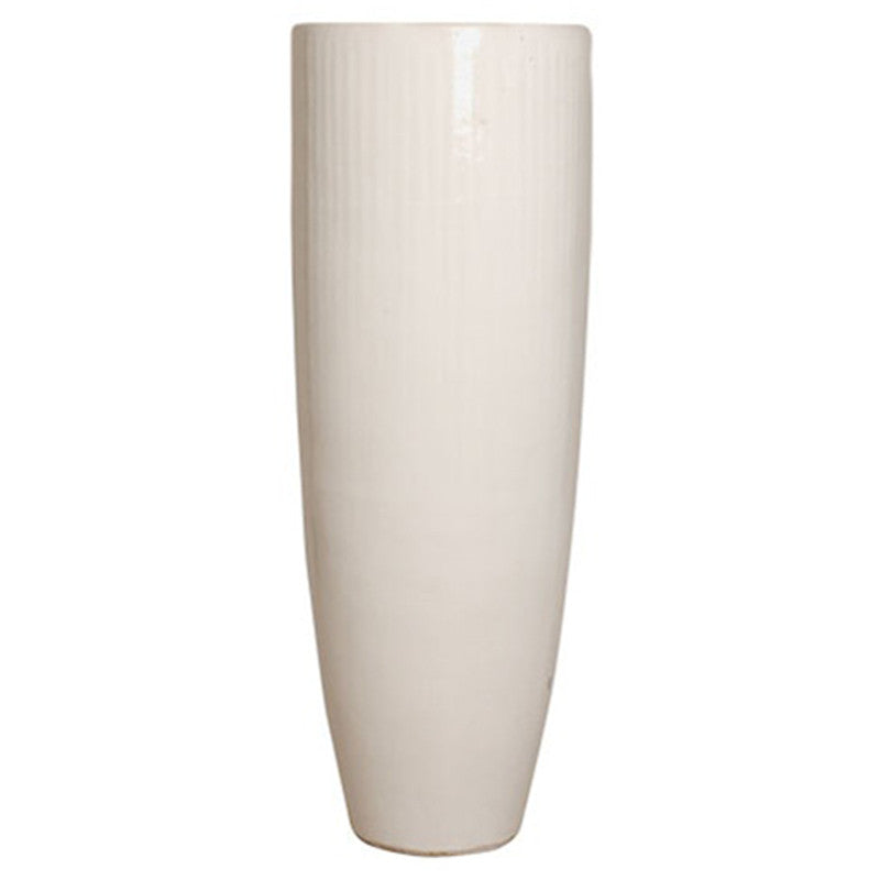 Planters & Fountains - Tall Round Ceramic Planter - White