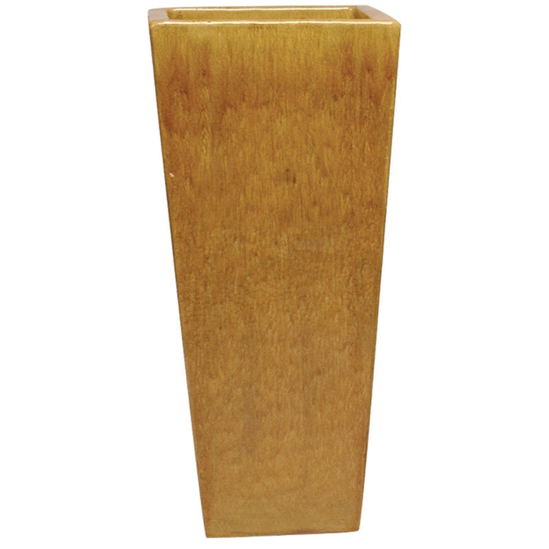 Planters & Fountains - Tall Square Ceramic Planter - Honey Yellow