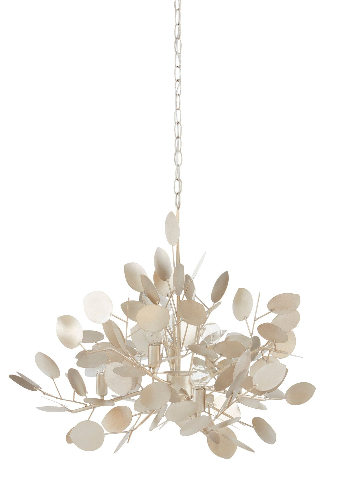 Currey and Company Lunaria Chandelier - Contemporary Silver Leaf