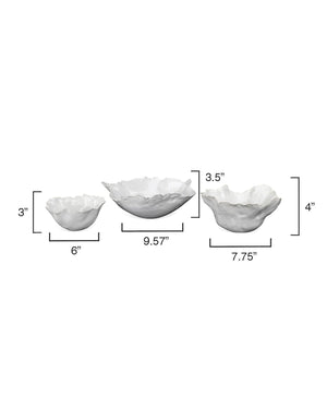 Fleur Ceramic Bowls in White Ceramic (set of 3)