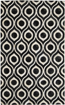 Rugs - Droplet Patterned Hide Rug - Black & Cream