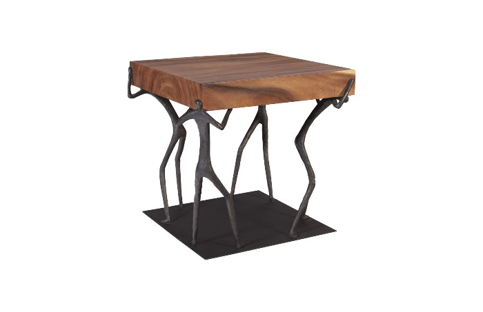 Atlas Side Table, Chamcha Wood, Natural, Metal