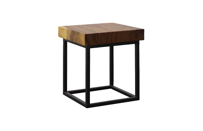 Cubic Side Table with Black Iron Base