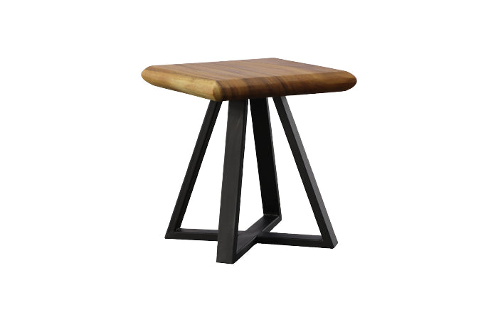 Trapezium Side Table with Black Iron Base