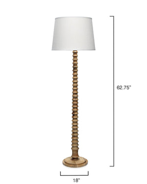 Turned Mango Wood Floor Lamp with Grasscloth Shade