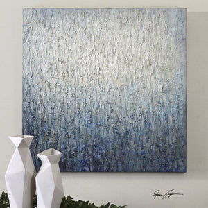 Wall Art - Textured Abstract Painting Wall Art - Blue & Grey