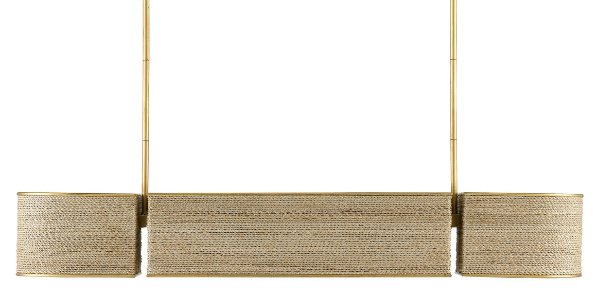 Tenby Oval Chandelier - Contemporary Gold Leaf/Abaca Rope