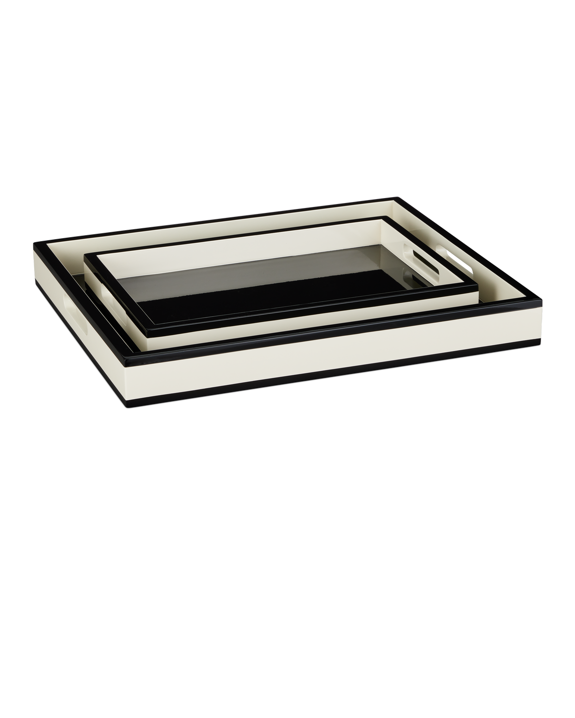 Ivory Lacquer Tray Set of 2
