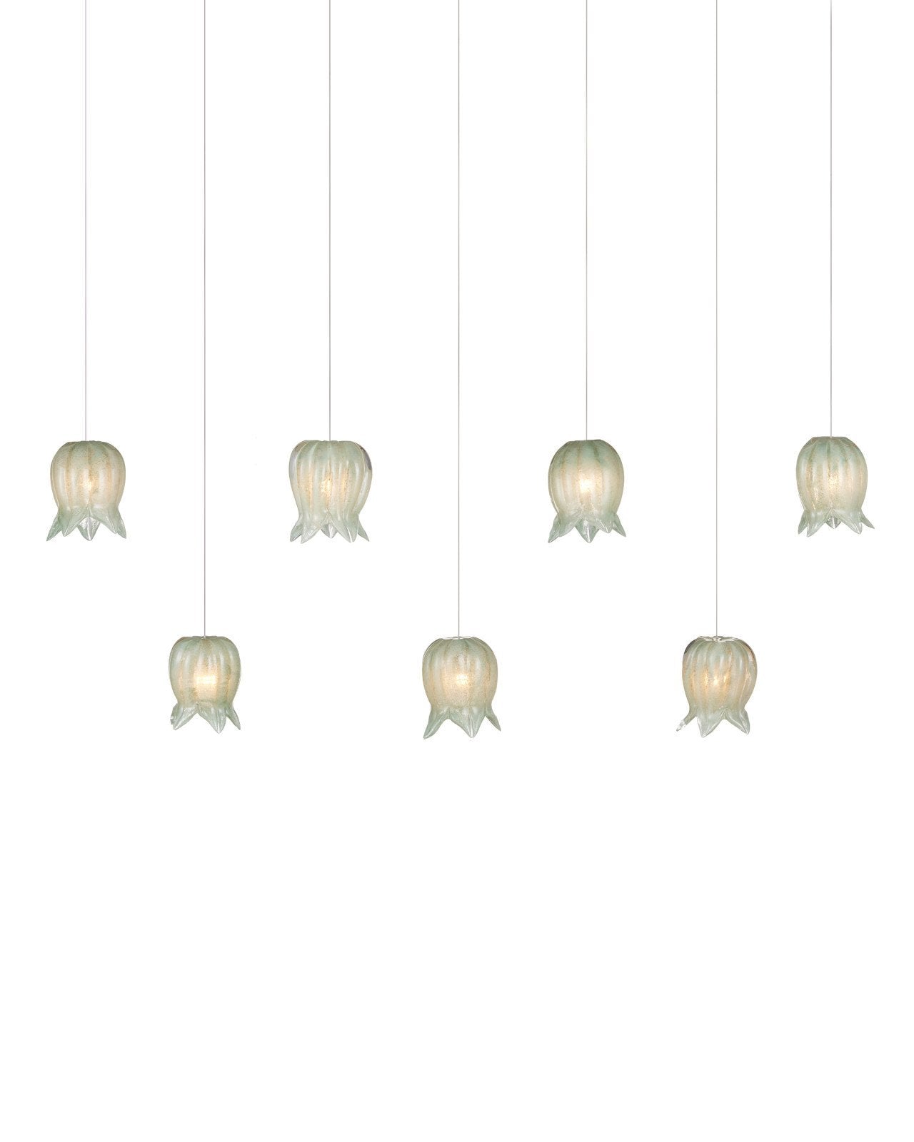 Polpo Green 7-Light Linear Multi-Drop Pendant