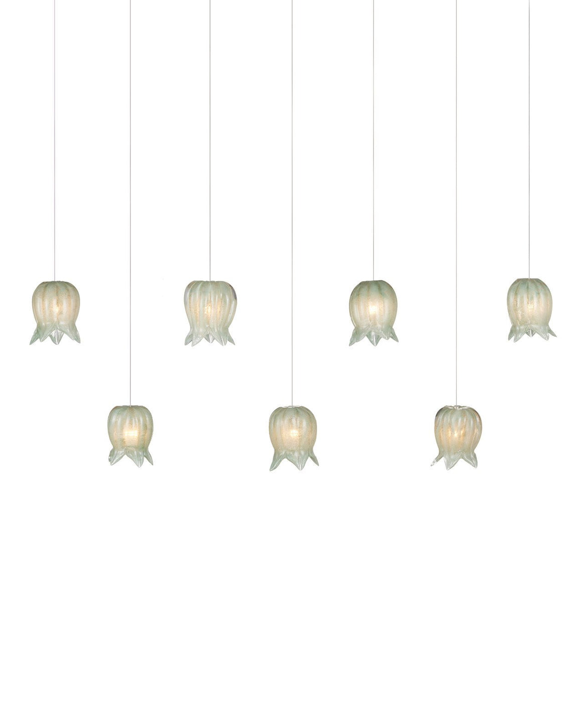 Polpo Green 7-Light Linear Multi-Drop Pendant