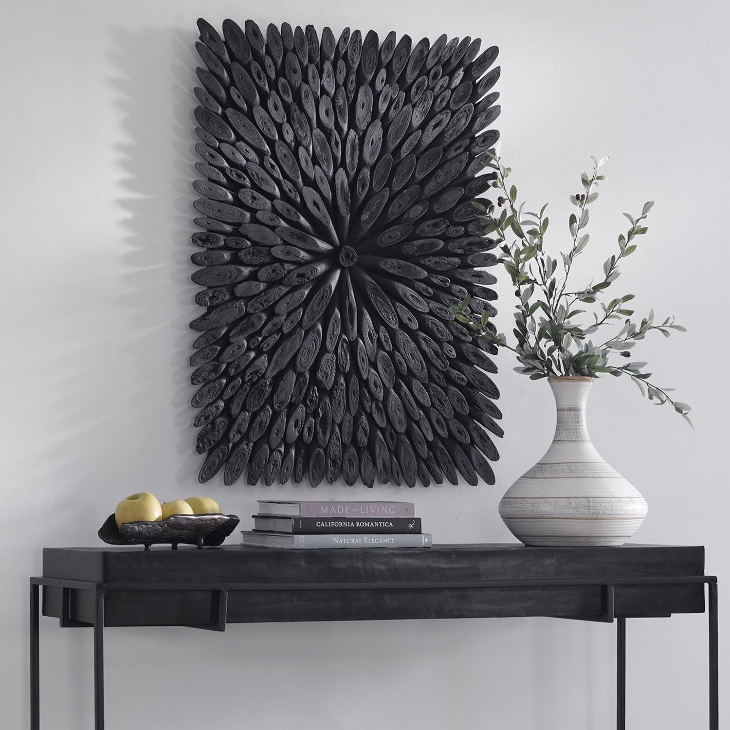 Uttermost Bahama Black Wood Wall Decor Scenario Home