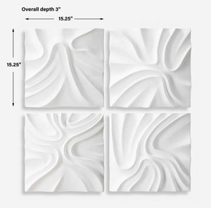 Uttermost Snowdrift Scultped White Wall Decor, S/4