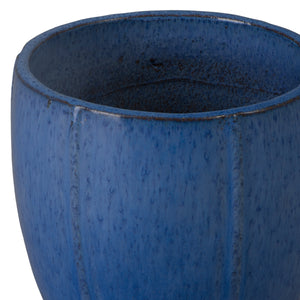 Crest Set of 4 Round Blue Snow Ceramic Planters