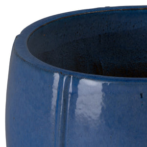 Crest 20 in. Round Blue Snow Ceramic Planter