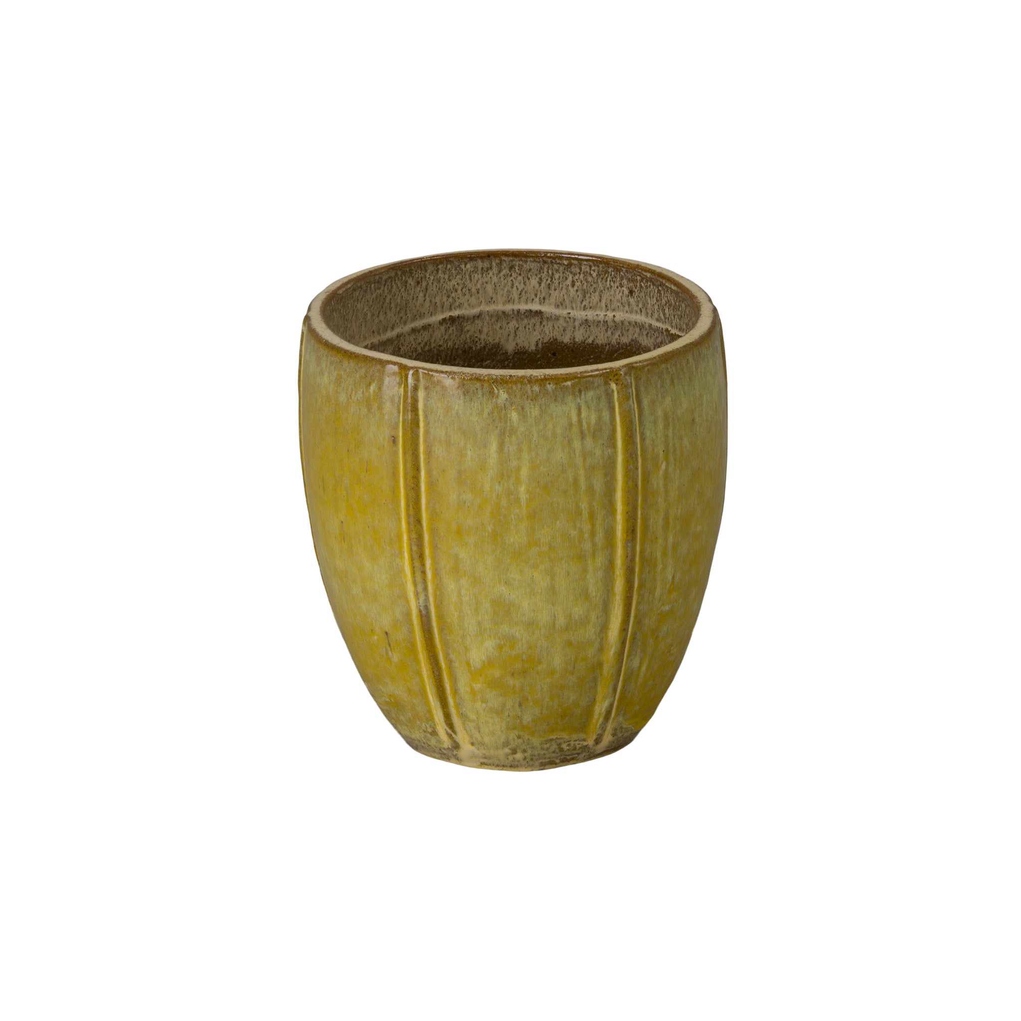 yellow ceramic flower pots Crest Set of 4 Round Yellow Snow Ceramic Planters