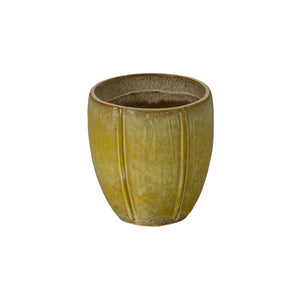 Crest Set of 4 Round Yellow Snow Ceramic Planters