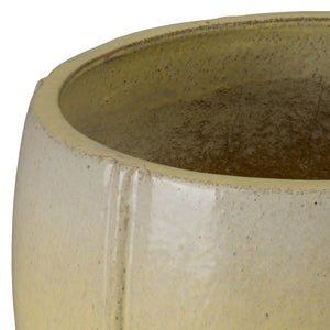 Crest 16.5 in. Round Yellow Snow Ceramic Planter