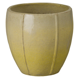Crest 20 in. Round Yellow Snow Ceramic Planter