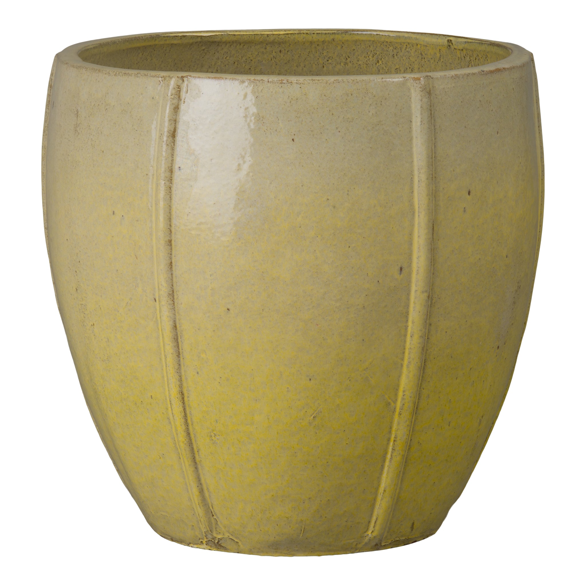 mustard yellow ceramic plant pot Crest 20 in. Round Yellow Snow Ceramic Planter