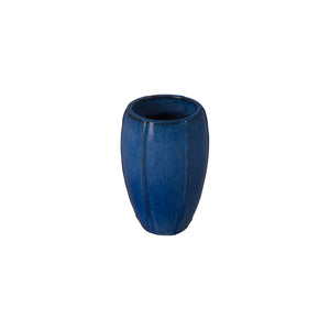 Crest 10.5 in. Tall Round Blue Snow Ceramic Planter