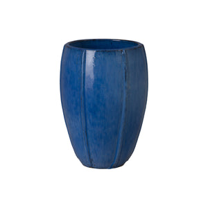 Crest 16 in. Tall Round Blue Snow Ceramic Planter