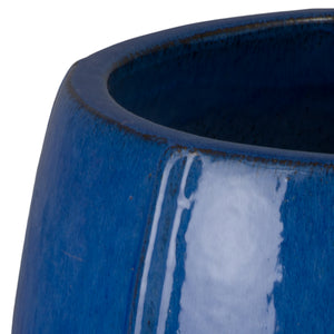 Crest Set of 3 Tall Round Blue Snow Ceramic Planters