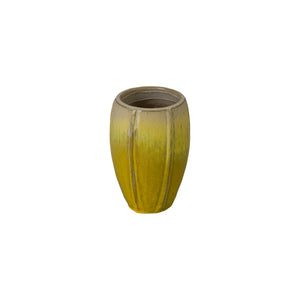 Crest 10.5 in. Tall Round Yellow Snow Ceramic Planter