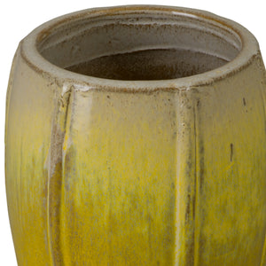 Crest 10.5 in. Tall Round Yellow Snow Ceramic Planter