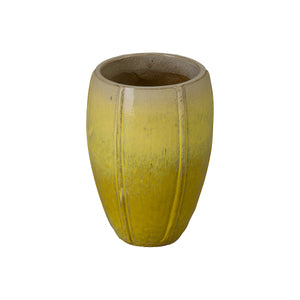 Crest 16 in. Tall Round Yellow Snow Ceramic Planter