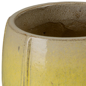 Crest 16 in. Tall Round Yellow Snow Ceramic Planter