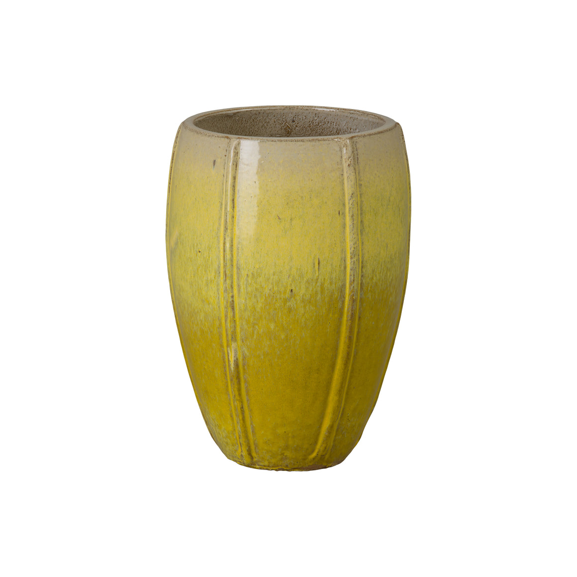 Crest 16 in. Tall Round Yellow Snow Ceramic Planter
