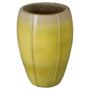 Crest 25 in. Tall Round Yellow Snow Ceramic Planter