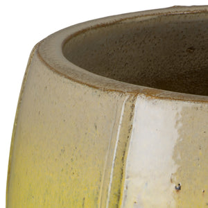 Crest 25 in. Tall Round Yellow Snow Ceramic Planter