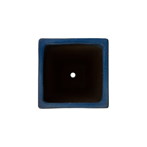 Quad Set of 3 Square Blue Snow Ceramic Planters