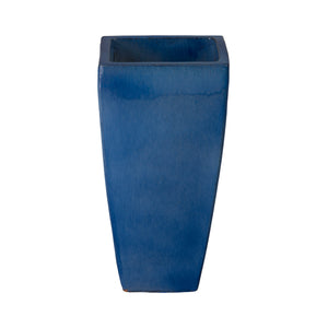Quad Set of 3 Square Blue Snow Ceramic Planters