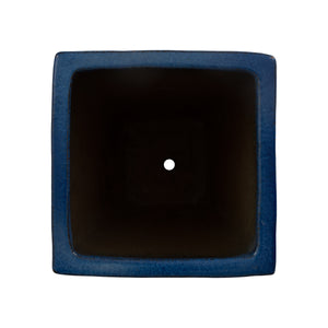 Quad Set of 3 Square Blue Snow Ceramic Planters