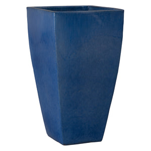 Quad 29.5 in. Square Blue Snow Ceramic Planter