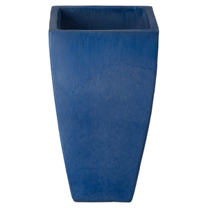 Quad Set of 3 Square Blue Snow Ceramic Planters