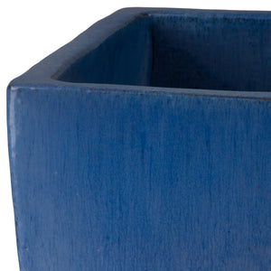 Quad Set of 3 Square Blue Snow Ceramic Planters